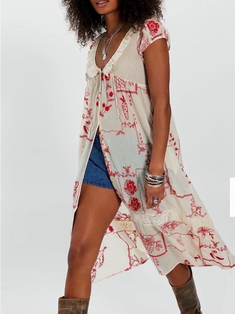 Free people Annie embroidered maxi top